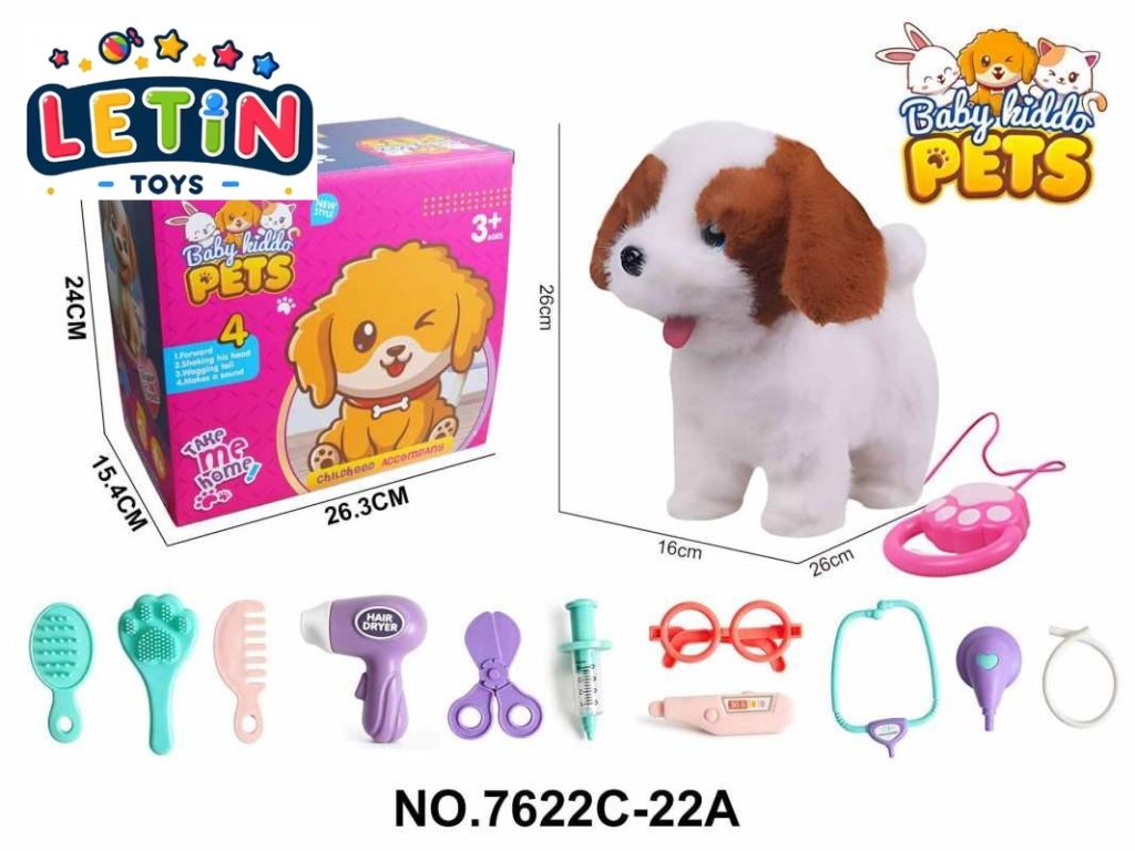 2-in-1 Electric Plush St. Bernard Dog with Leash and Vet Play Set