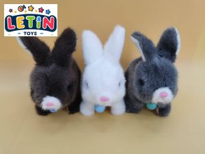 15cm Electric Walking Plush Bunny with Bell Assorted Colors