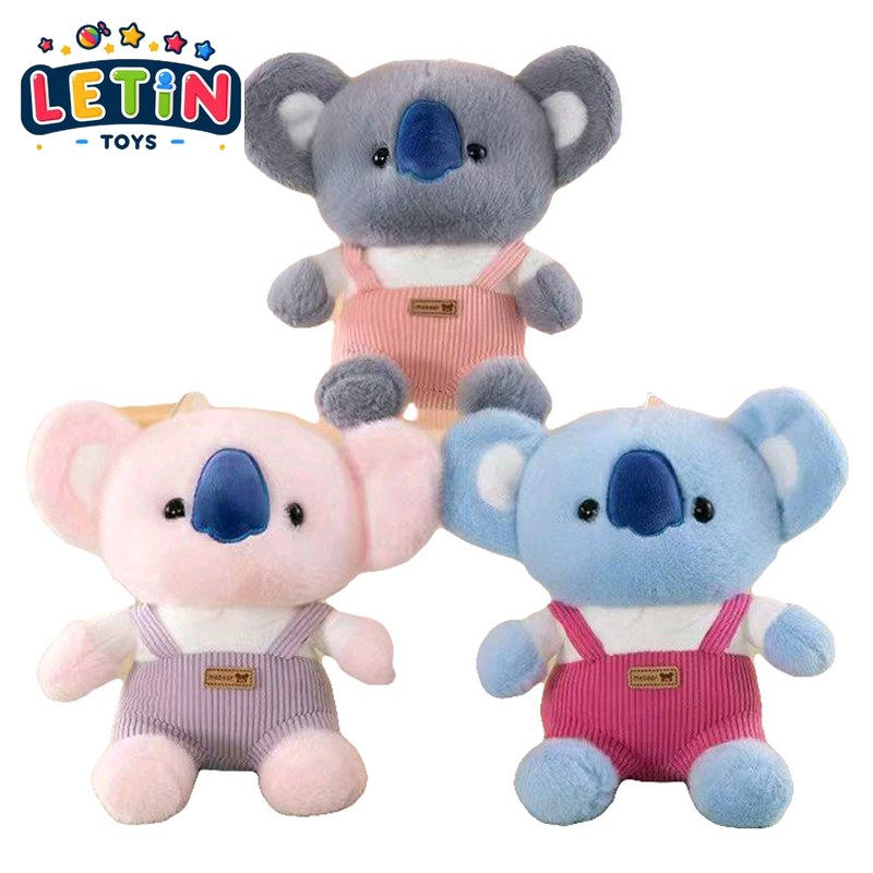 23cm Koala Plush Toy in Overalls 3 Assorted Colors