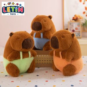 Capybara Plush Doll with Shoulder Strap, 3 Assorted Colors