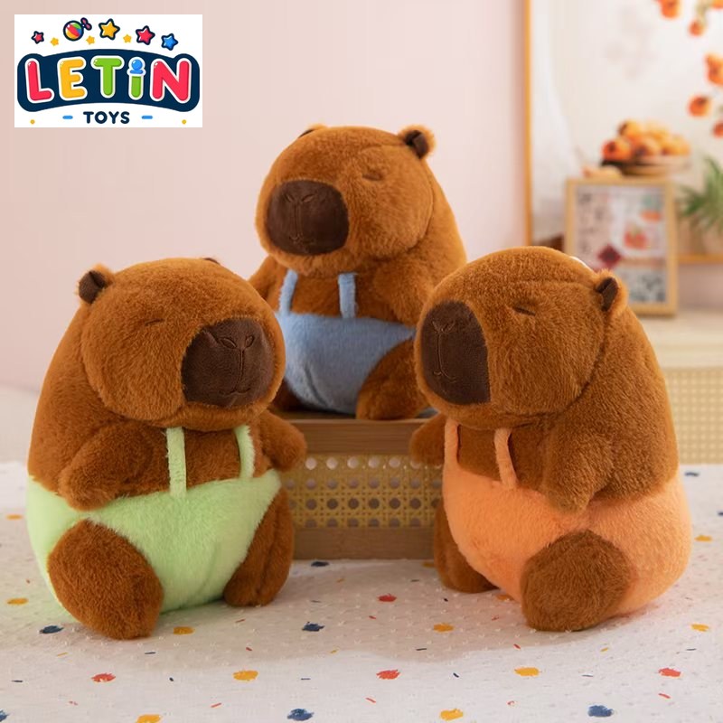 Capybara Plush Doll with Shoulder Strap, 3 Assorted Colors