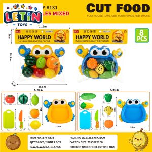 8-Piece Cutting Fruit and Vegetable Play Set with Animal Plate, 2 Assorted Styles