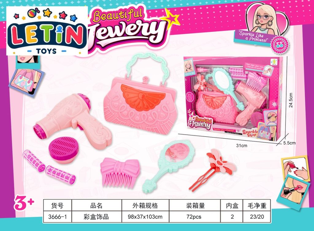 Girls Beauty Salon Play Set with Handbag Hair Dryer and Mirror