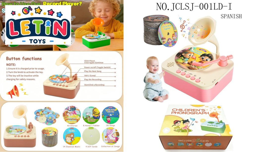 Kids Record Player Story Machine with 96 Discs Spanish Version