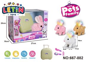 Electric Plush Bunny Toy with Suitcase Storage Box, Lights and Sound