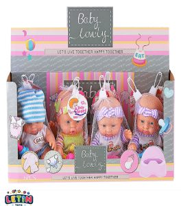 8-Inch Vinyl Baby Doll Set with Potty and Baby Bottle, 3 Styles