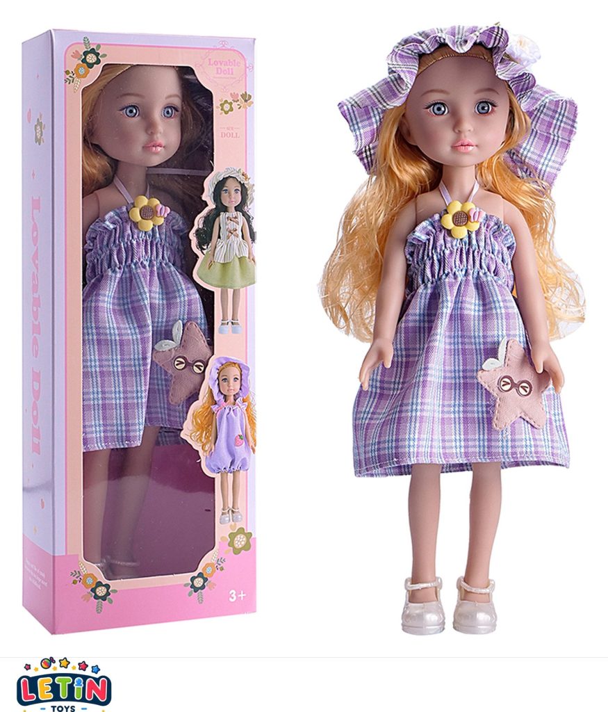 14-Inch Cat-Ear Girl Doll in Soft Vinyl