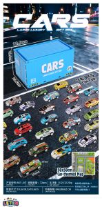 24PCS Tinplate Pull-Back Car Set with Play Map