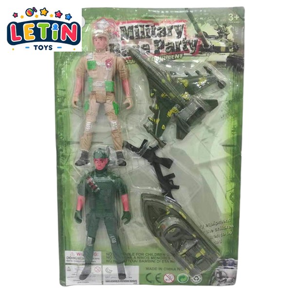 Soldier Figure Play Set with Helicopter and Landing Boat