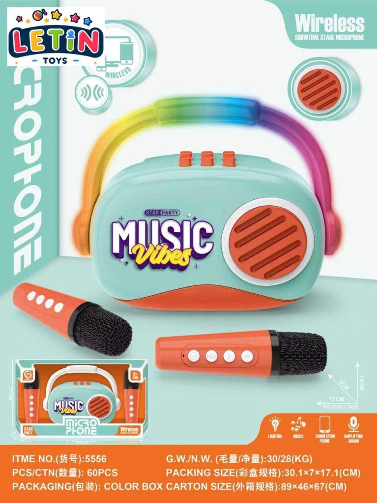 Wireless Bluetooth Karaoke Microphone Toy with Lights and Voice Changer